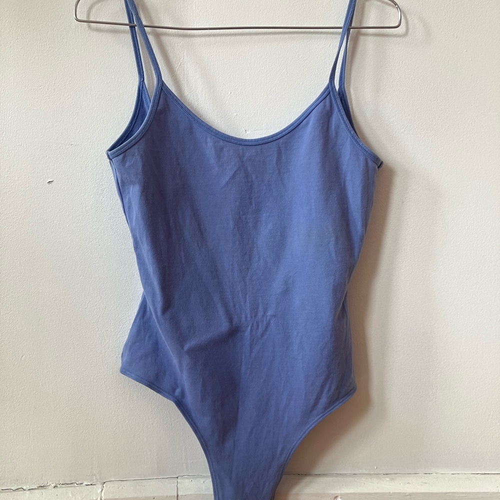 Flore Flore Blue Spaghetti Strap Bodysuit